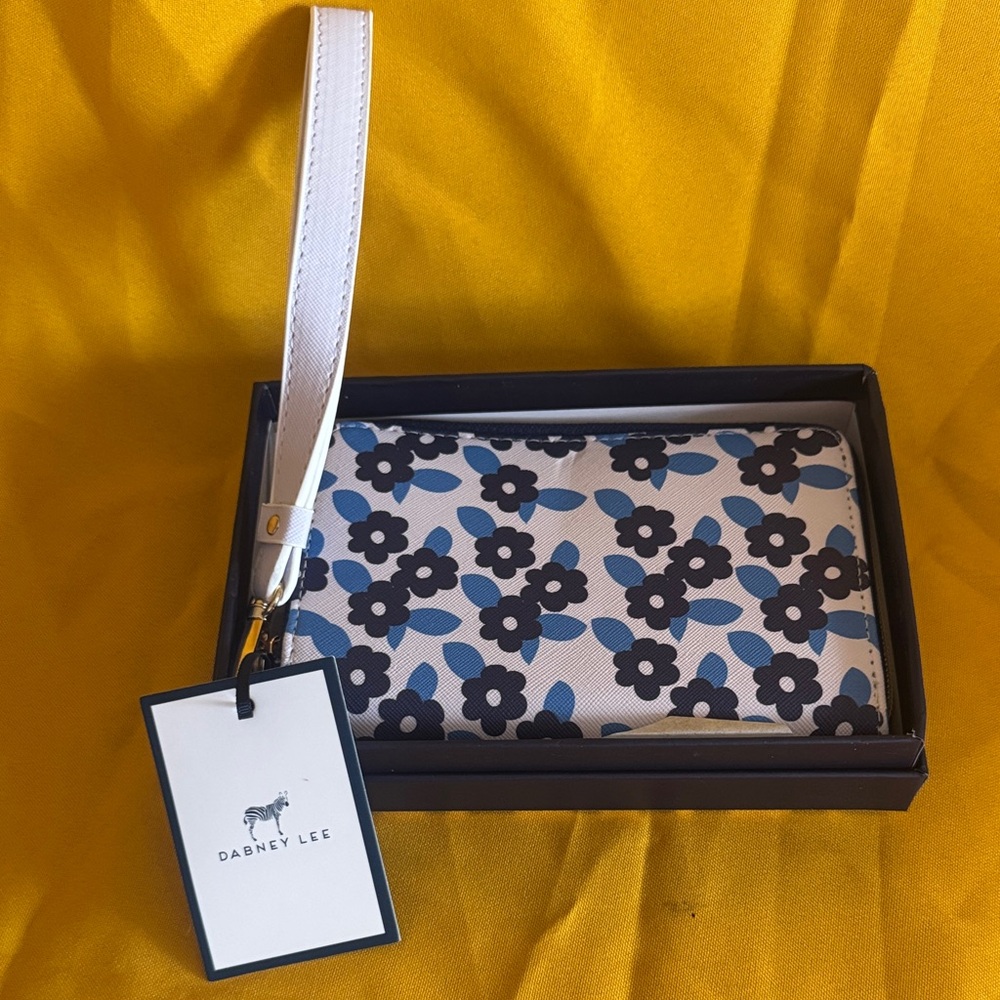 Dabney Lee Blue and Black Floral Wristlet